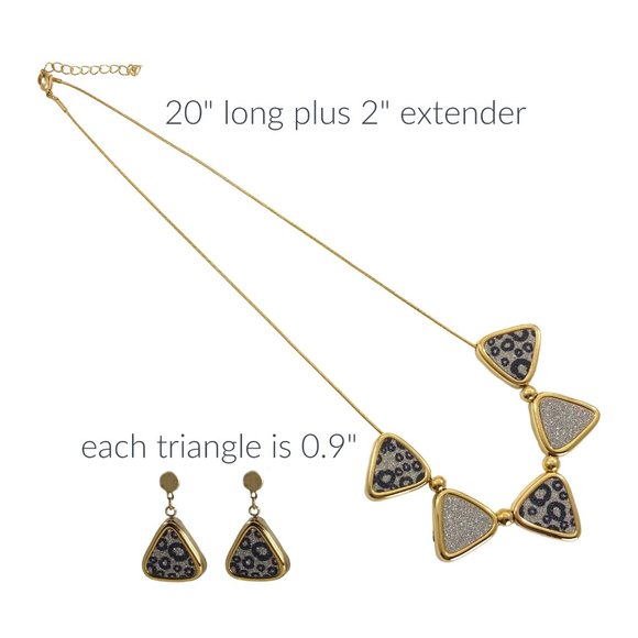 Stainless Steel Necklace Earrings Set Adjustable Length - Picture 2 of 5